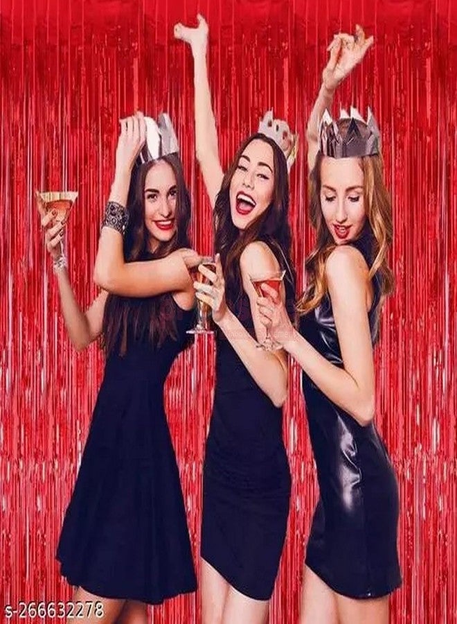 بروبسيكل خلفية بروبسيكل حمراء لامعة معدنية مقاس 4 أقدام × 6 أقدام، مزينة بشراشيب لامعة، ستائر من رقائق معدنية، مناسبة لعيد الحب، عيد الميلاد، ذكرى الزواج، أعياد الميلاد، حفلات توديع العزوبية، حفلات استقبال المولود - عبوة من 4 قطع - Image 5